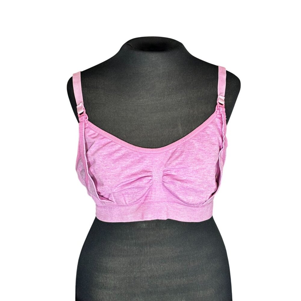Wireless Nursing Maternity Bra Adjustable Straps With Clip Down Access Pink XXL